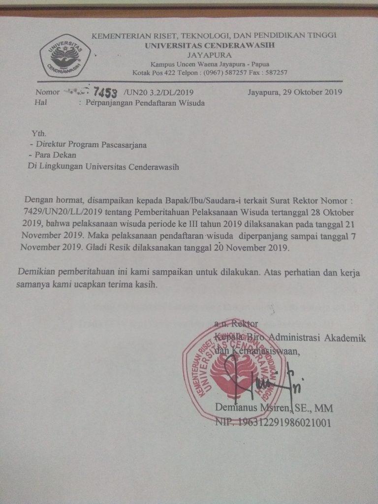 Perpanjangan Pendaftaran Wisuda Periode III Tahun 2019