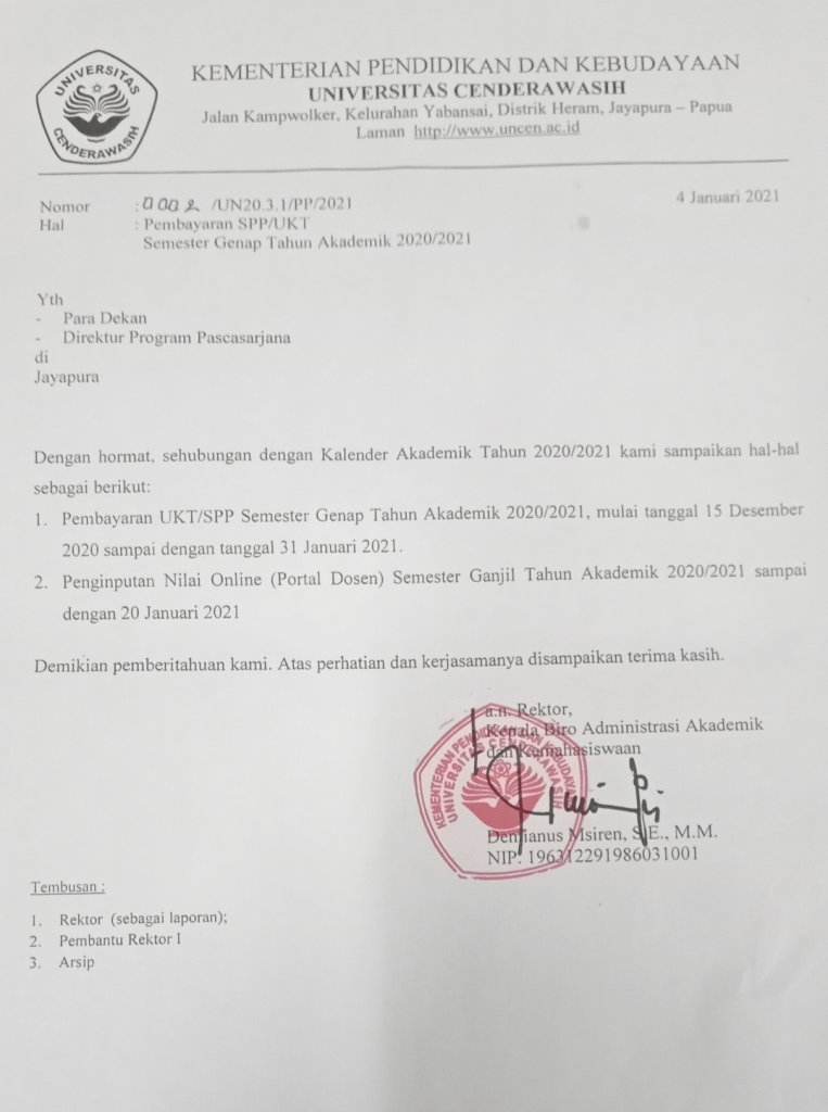 Pembayaran SPP/ UKT Semester Genap T.A 2020/2021