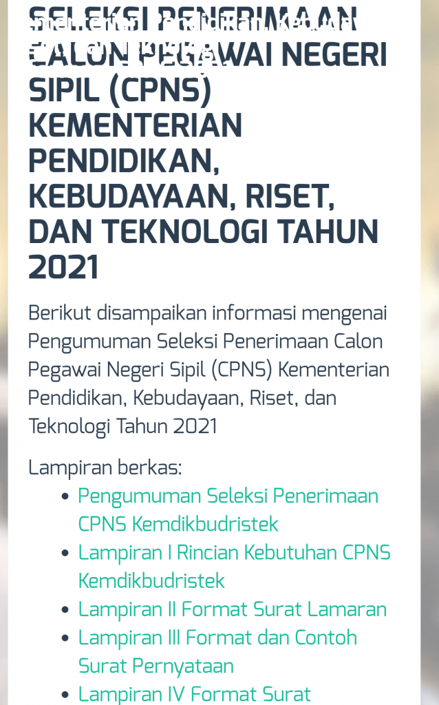 Kementerian pendidikan dan kebudayaan cpns 2021